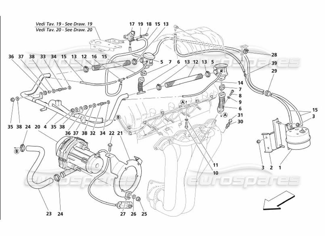 eine Teilezeichnung aus dem Maserati 4200 Coupe (2005) Teilekatalog