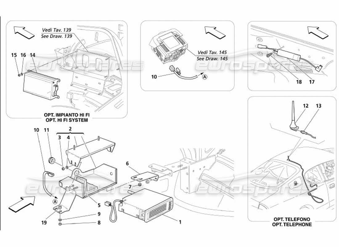 maserati 4200 coupe (2005) stereoanlage - zubehörteile-diagramm