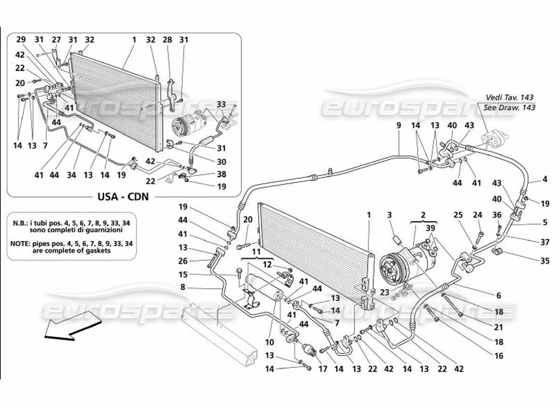 maserati 4200 gransport (2005) teilediagramm der klimaanlage