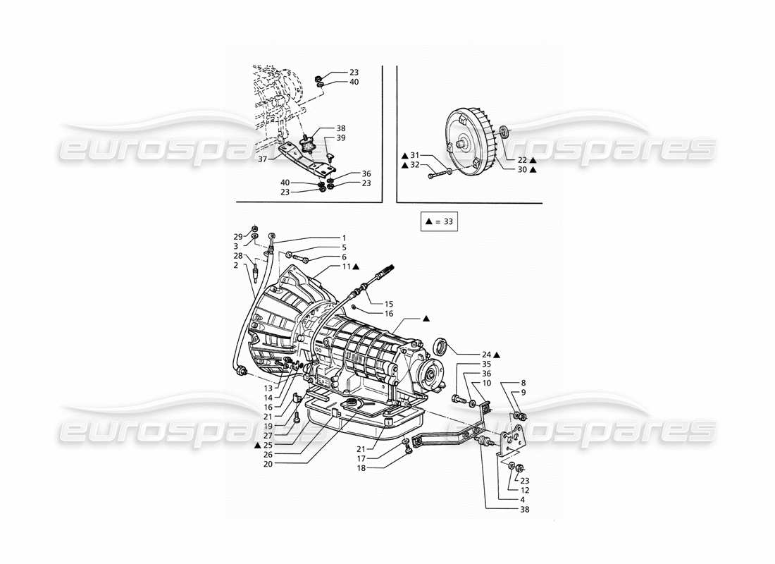 maserati qtp. 3.2 v8 (1999) teilediagramm für automatikgetriebewandler (4hp)