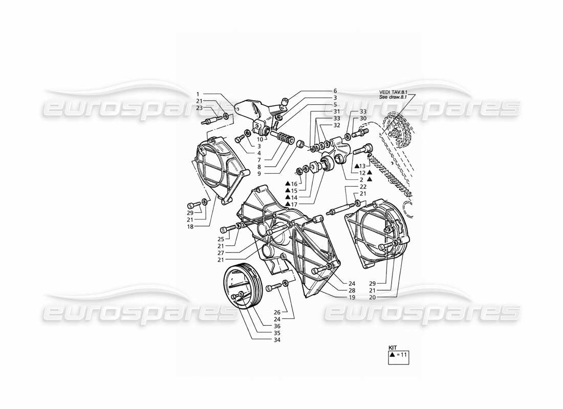 maserati qtp. 3.2 v8 (1999) teilediagramm der zeitsteuerung