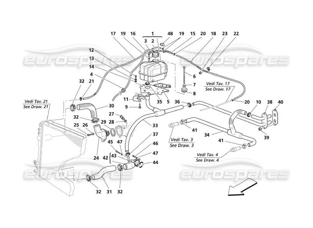 maserati 4200 gransport (2005) nourice - kühlsystem -nicht für gd- teilediagramm