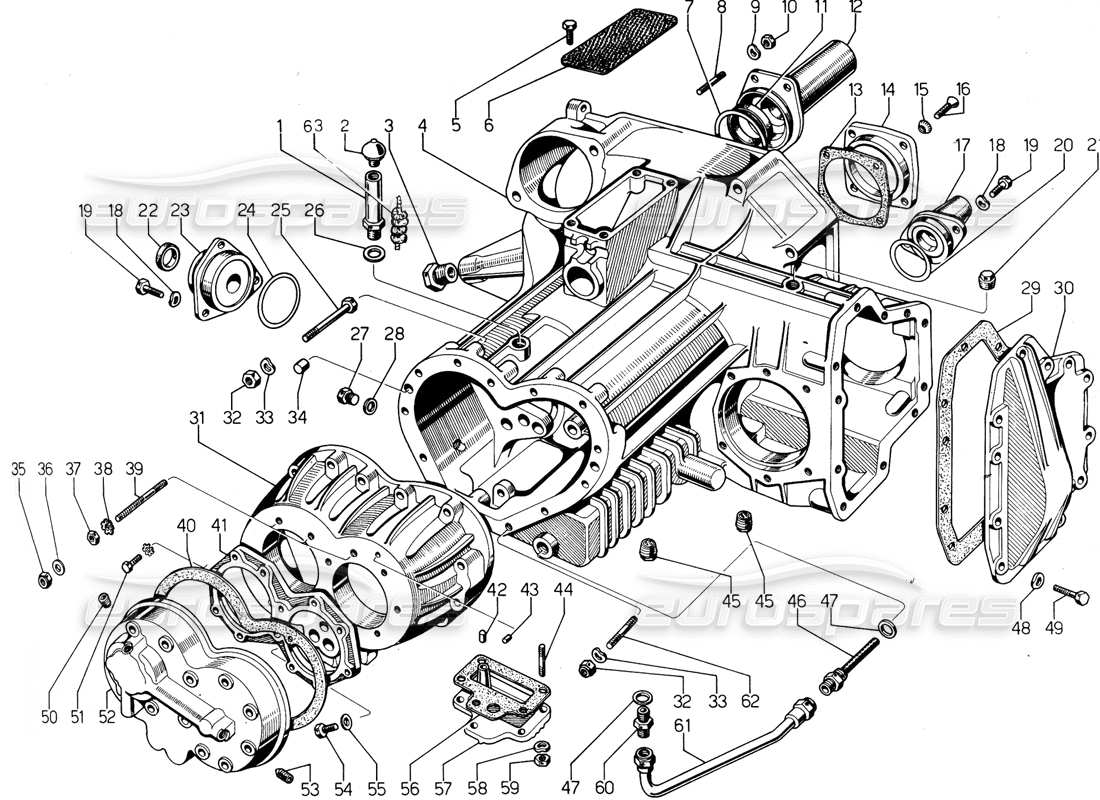 lamborghini urraco p300 gearbox ( castings) part diagram