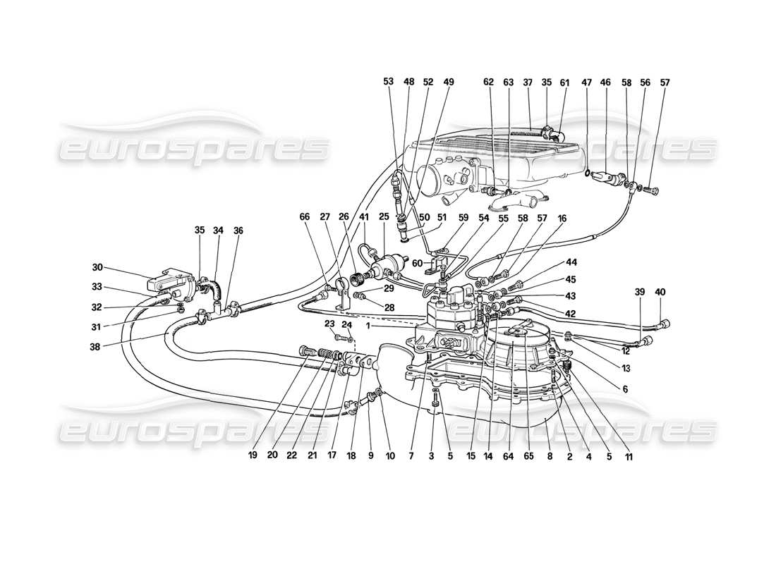 ferrari mondial 3.2 qv (1987) kraftstoffverteilerleitungen (für version ch87) ersatzteildiagramm