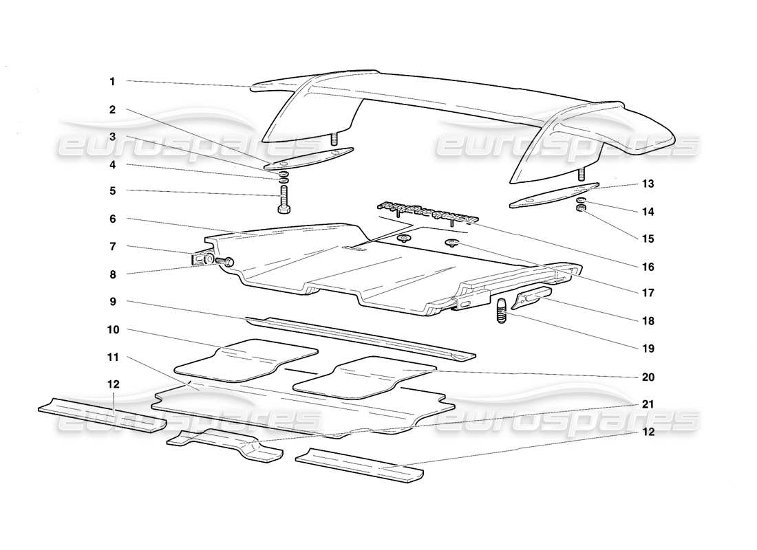 lamborghini diablo vt (1994) heckhaube und kotflügel teilediagramm
