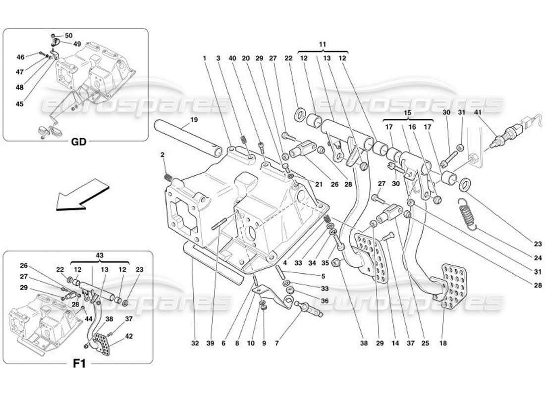 ferrari 575 superamerica pedale teilediagramm