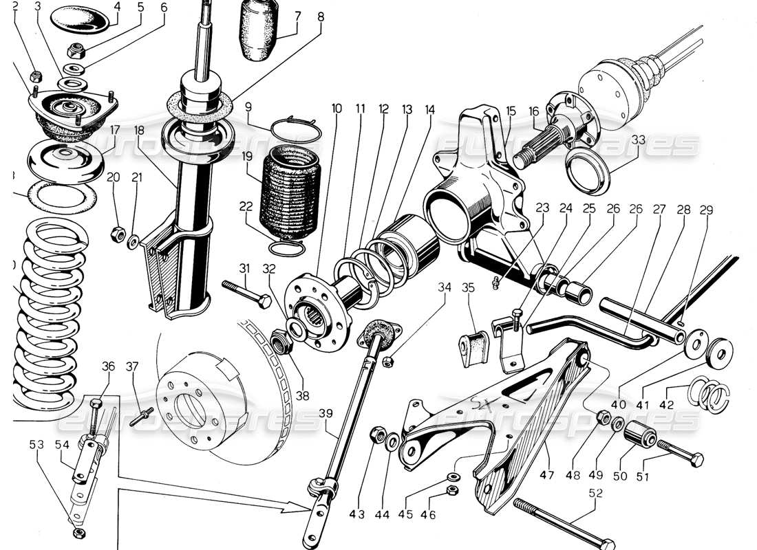 lamborghini urraco p300 hinterradaufhängung teilediagramm