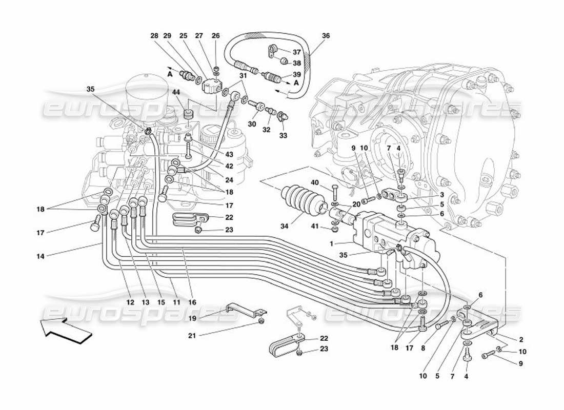 ferrari 575 superamerica f1 hydraulische kupplungssteuerung - gültig für f1- ersatzteildiagramm