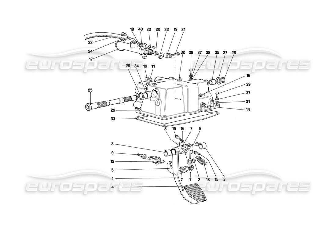 ferrari mondial 3.2 qv (1987) kupplungsfreigabekontrolle (für fahrzeuge mit antiblockiersystem) teilediagramm