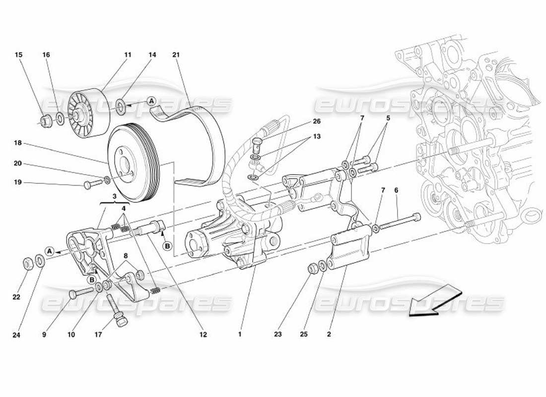 ferrari 575 superamerica teilediagramm für hydraulische lenkpumpen