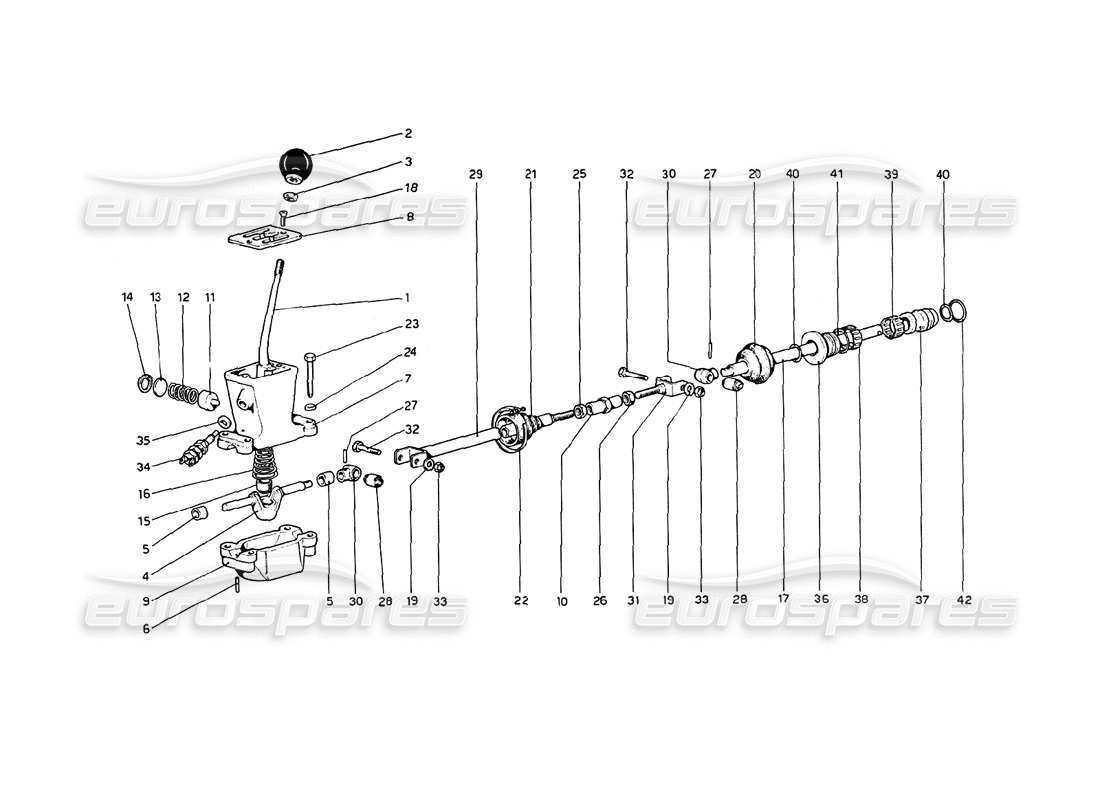 ferrari 208 gt4 dino (1975) teilediagramm für externe getriebesteuerungen