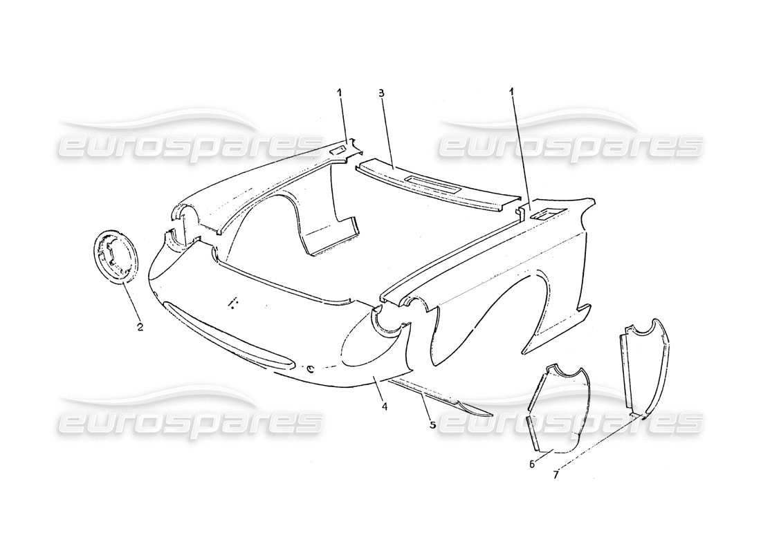 ferrari 365 gt 2+2 (coachwork) teilediagramm für die vordere karosserie