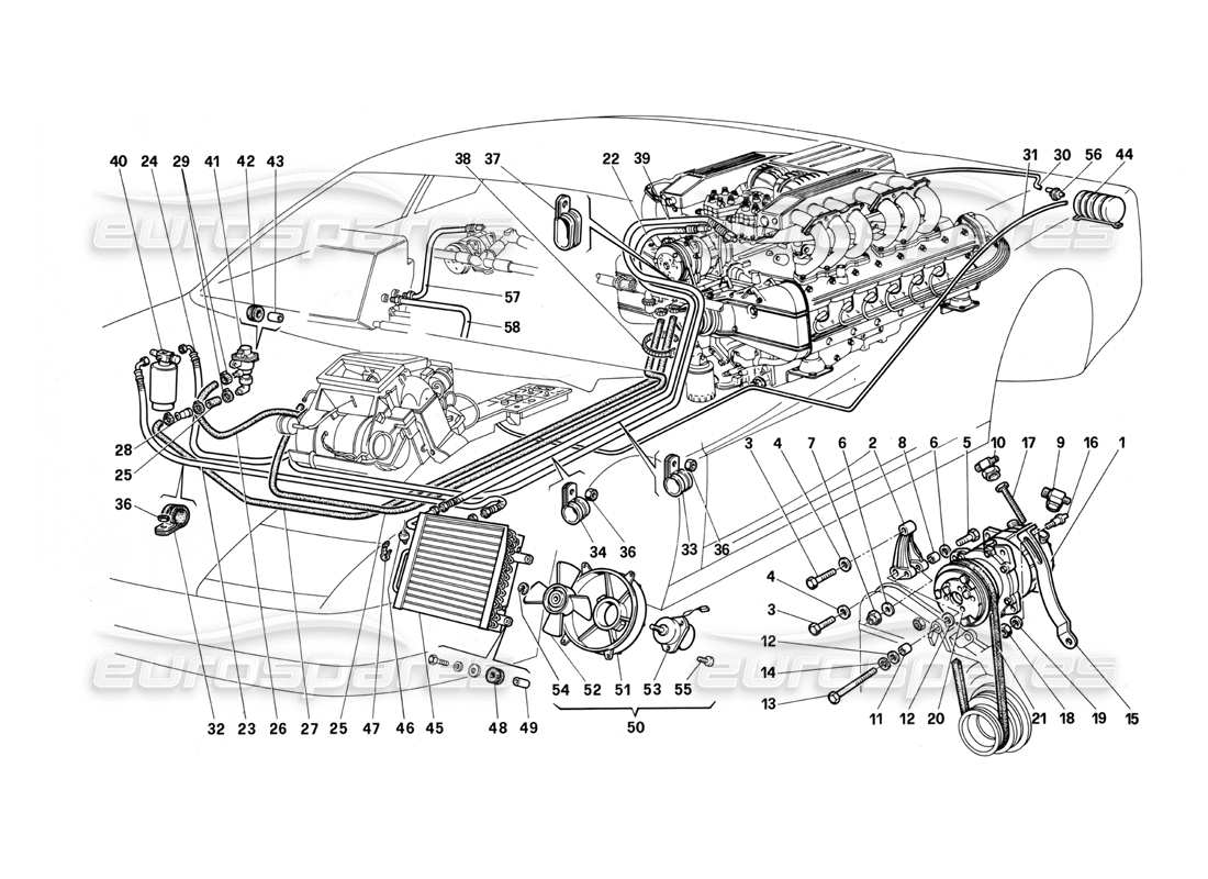ferrari testarossa (1987) klimaanlage teilediagramm