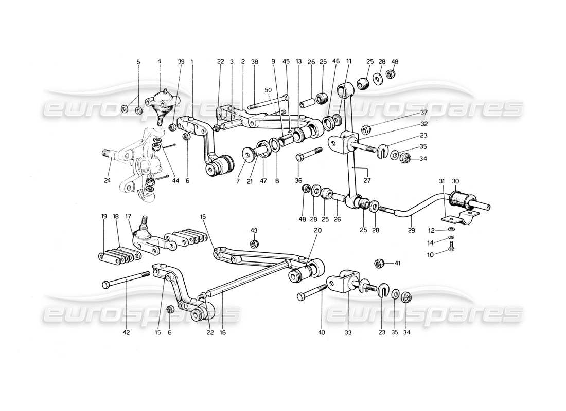 ferrari 400 gt (mechanical) vorderradaufhängung - querlenker-teilediagramm