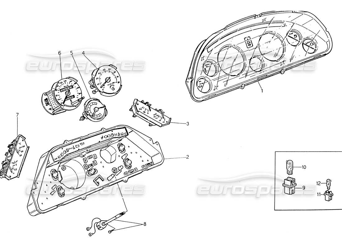 maserati 222 / 222e biturbo instrumentierung teilediagramm