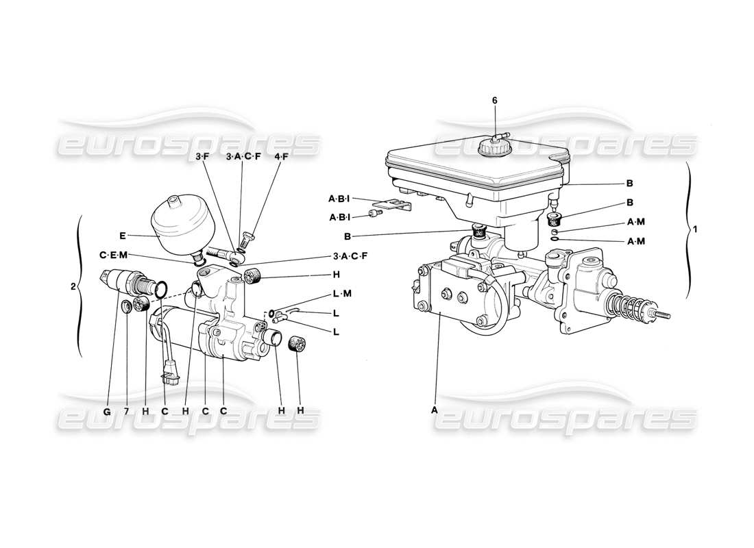 ferrari mondial 3.2 qv (1987) hydrauliksystem für antiblockiersystem - teilediagramm