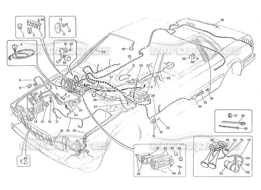 maserati karif 2.8 kabelbaum und elektrische komponenten (fahrzeuge mit linkslenkung) - teilediagramm
