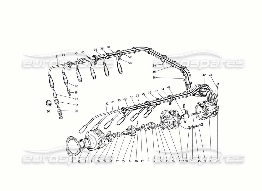 ferrari 365 gt4 berlinetta boxer teilediagramm der motorzündung