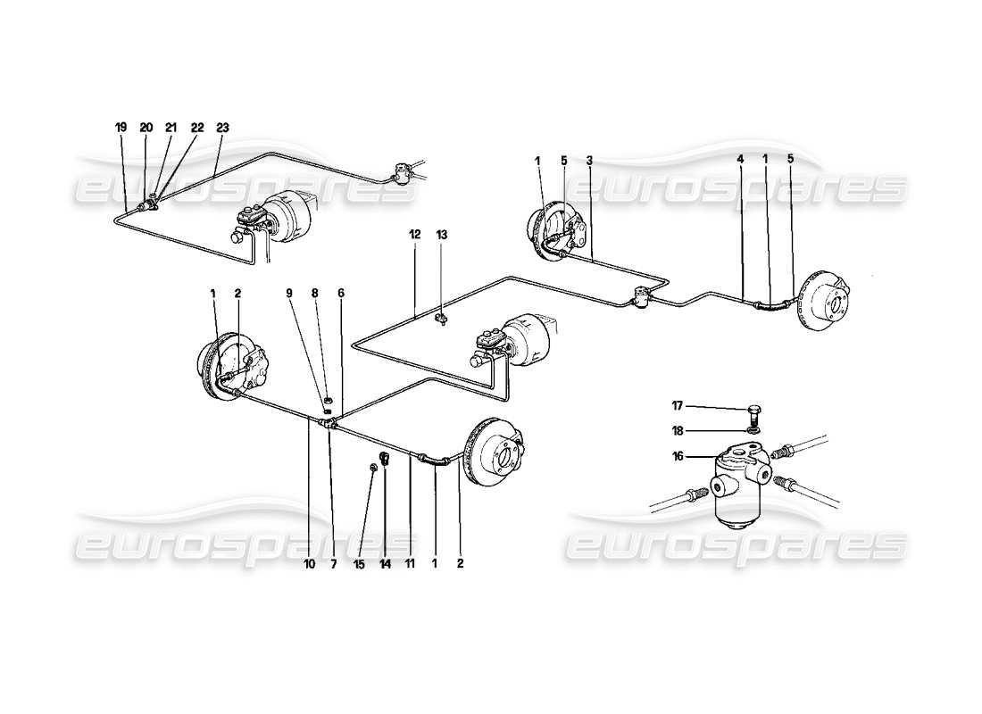 ferrari 412 (mechanical) teilediagramm des bremssystems