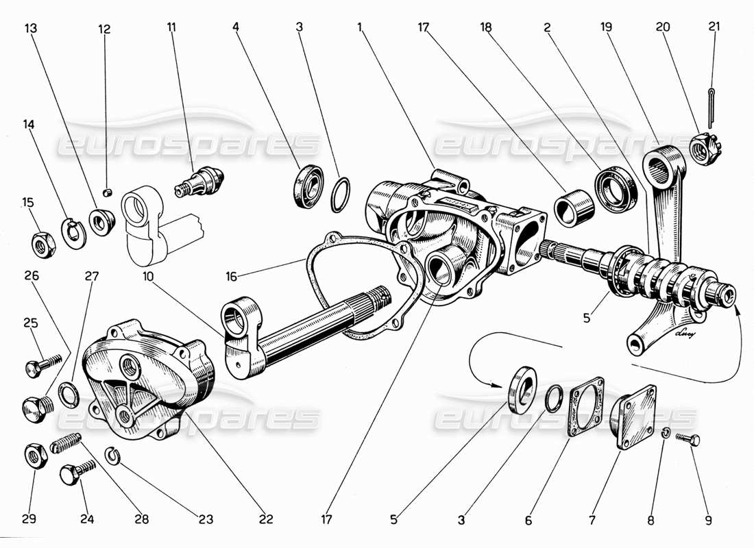 ferrari 330 gt 2+2 lenkgetriebe-teilediagramm