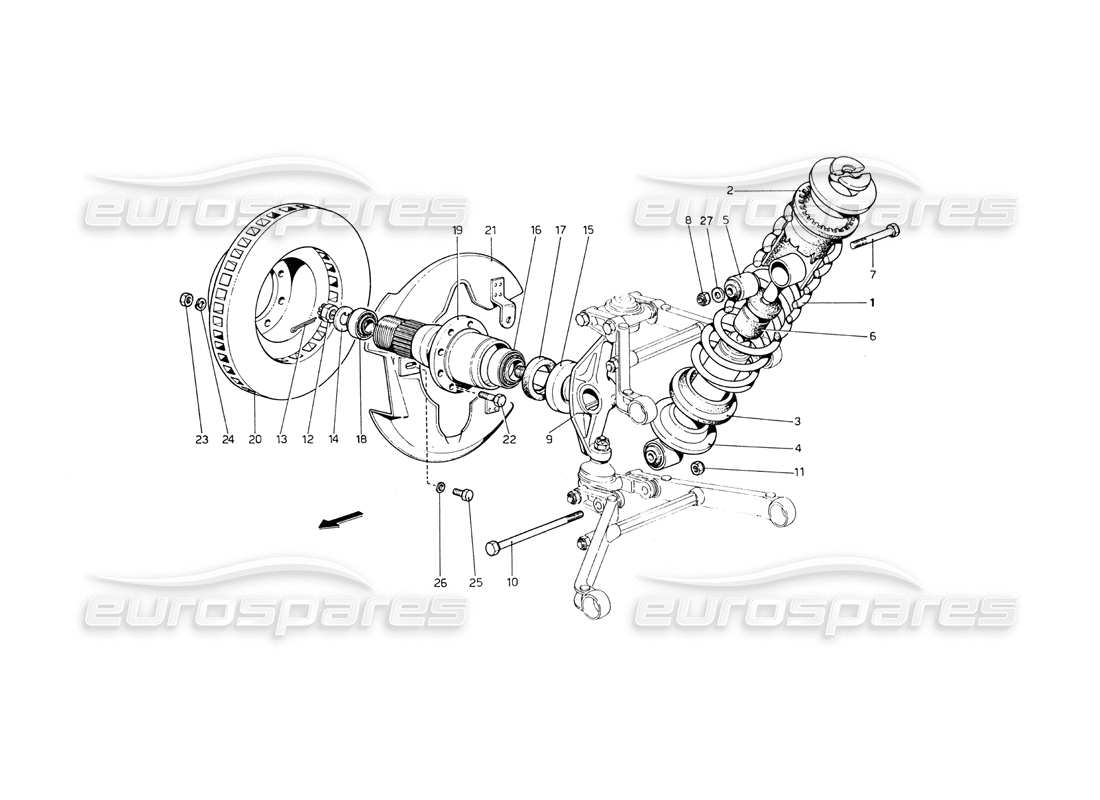 ferrari 365 gt4 berlinetta boxer vorderradaufhängung – stoßdämpfer teilediagramm