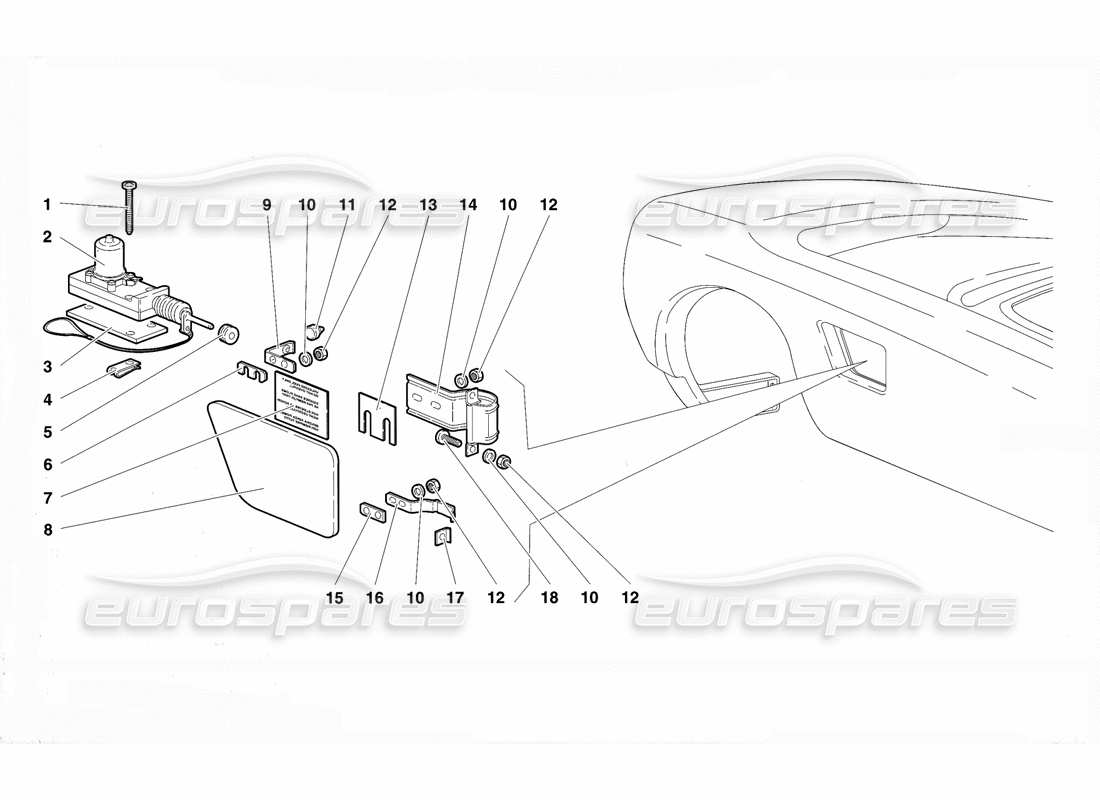 lamborghini diablo vt (1994) tankdeckel teilediagramm