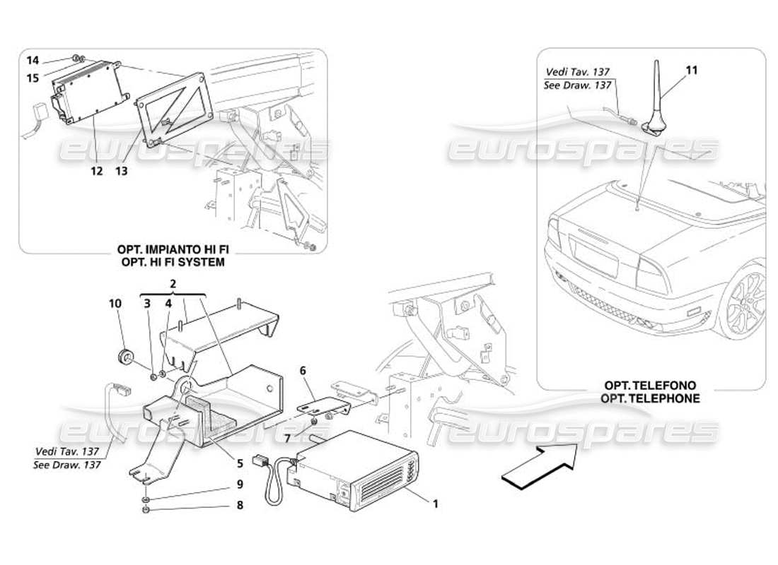 maserati 4200 spyder (2005) stereoanlage - zubehörteile-diagramm