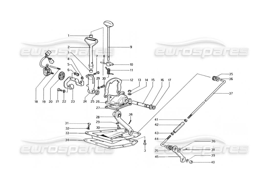 ferrari 400 gt (mechanical) äußere getriebesteuerung (400 automatisch) teilediagramm