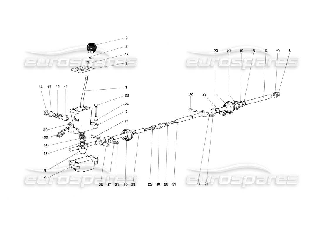 ferrari mondial 3.0 qv (1984) äußere getriebesteuerung teilediagramm