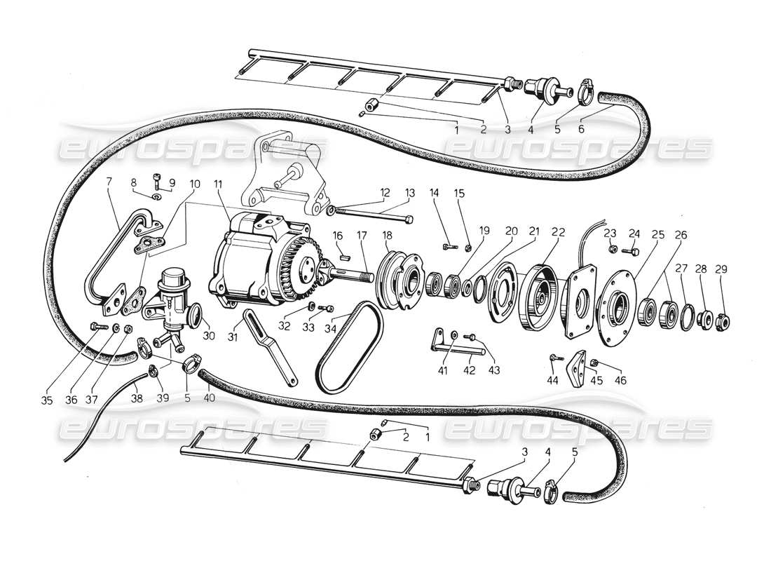 lamborghini countach 5000 qv (1985) teilediagramm des luftverschmutzungssystems