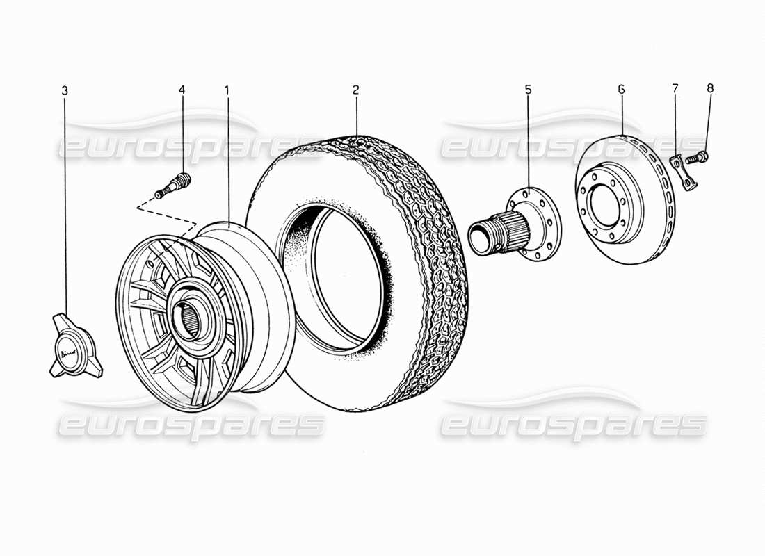 ferrari 206 gt dino (1969) räder - teilediagramm für bremsscheibe und hinterradnabe