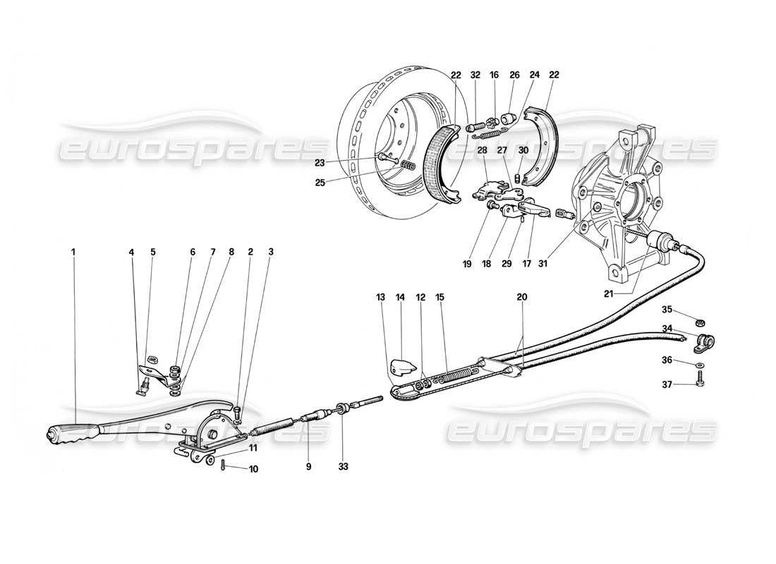 ferrari testarossa (1987) handbremssteuerung teilediagramm