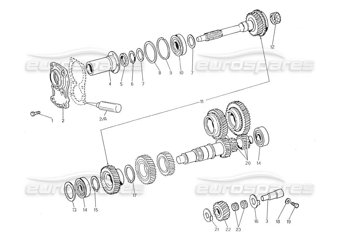 maserati karif 2.8 getriebe – vorgelegewelle und direktantrieb teilediagramm