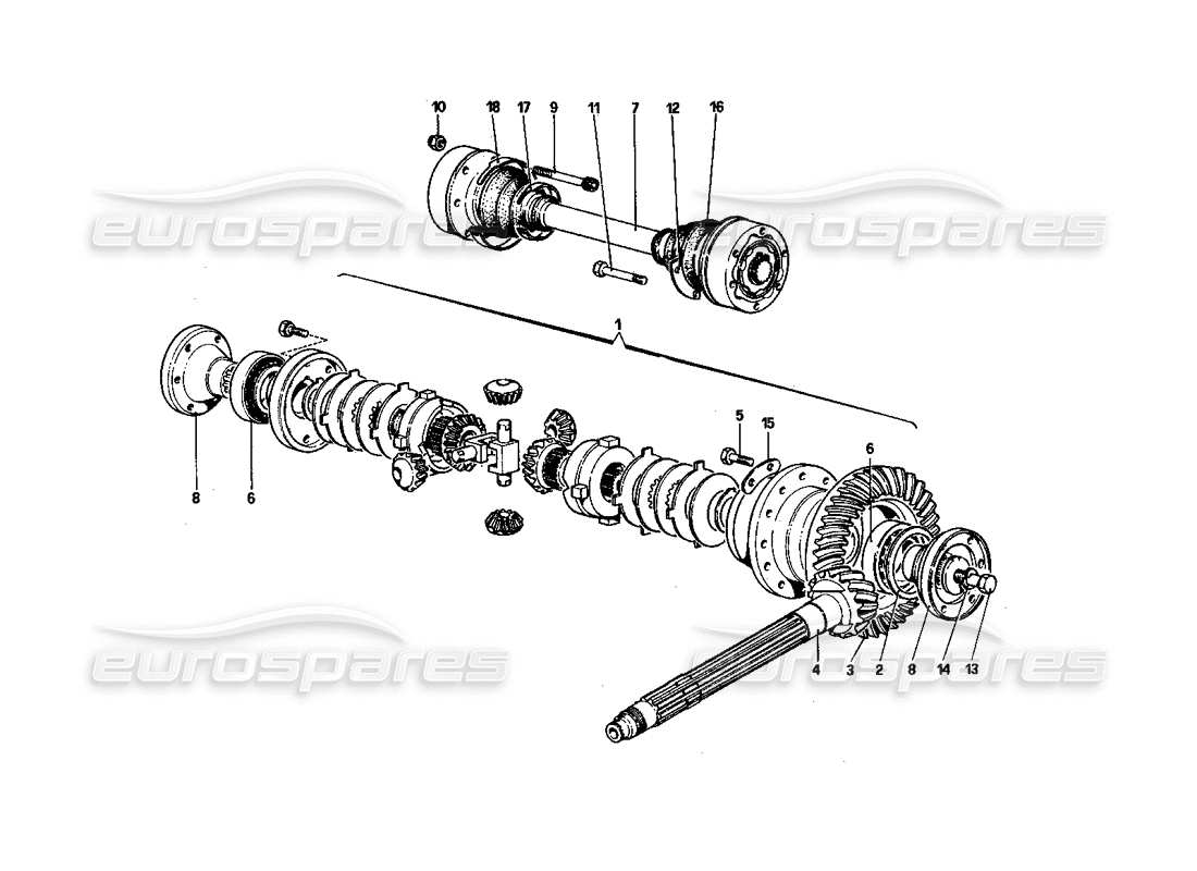 ferrari 512 bbi differential- und achswellen teilediagramm