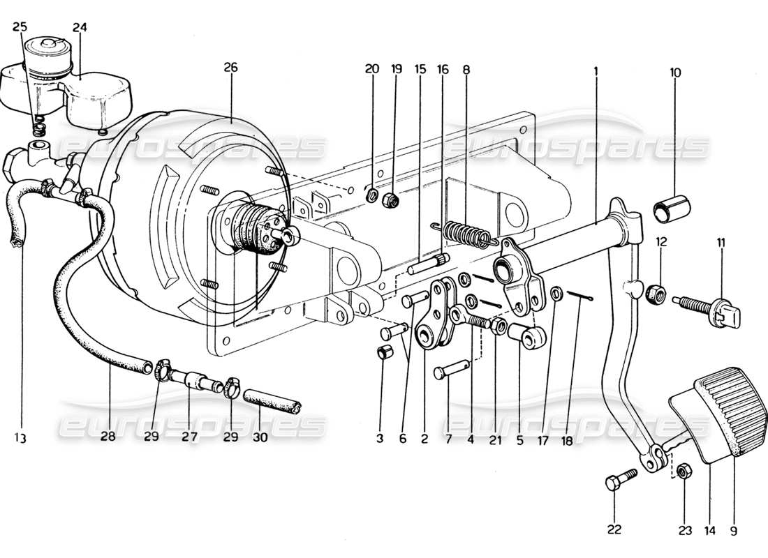 ferrari 365 gt4 2+2 (1973) bremshydrauliksystem teilediagramm