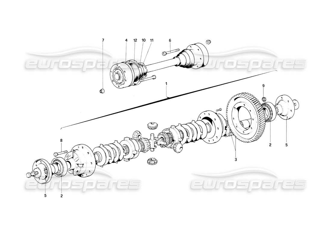 ferrari mondial 3.0 qv (1984) teilediagramm für differential und achswellen