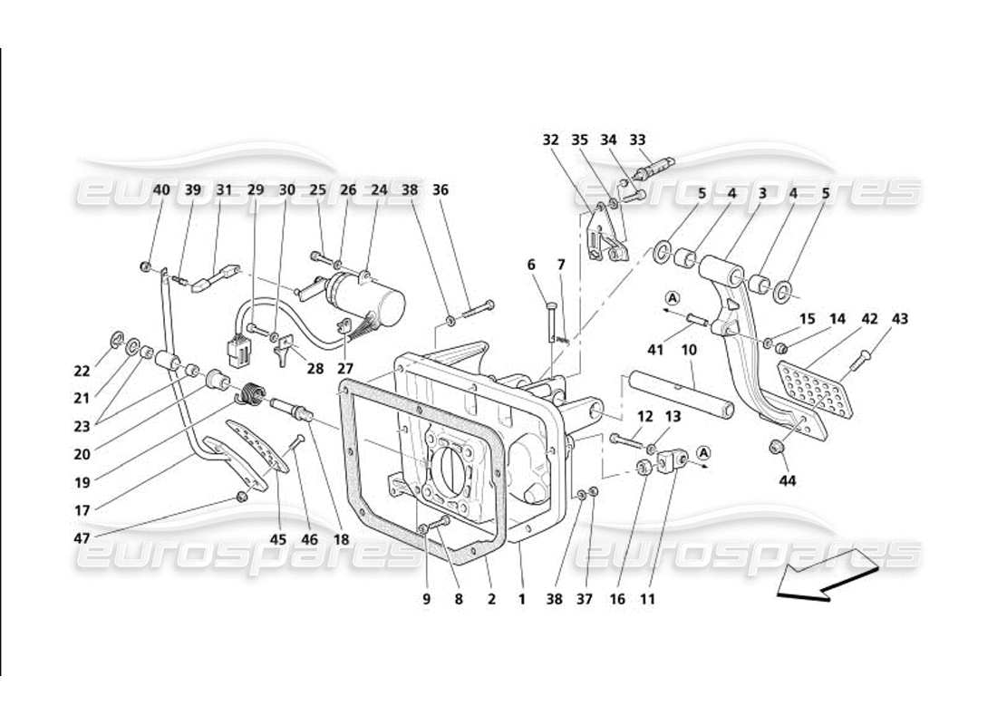 maserati 4200 gransport (2005) pedale und elektronische beschleunigungssteuerung -nicht für gd- teilediagramm