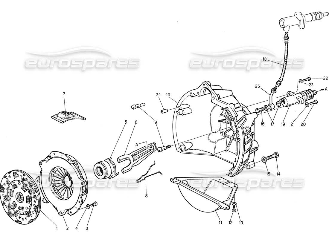 maserati 222 / 222e biturbo kupplung teilediagramm