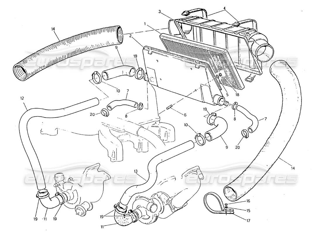 maserati biturbo 2.5 (1984) teilediagramm für luftfilter und leitungen