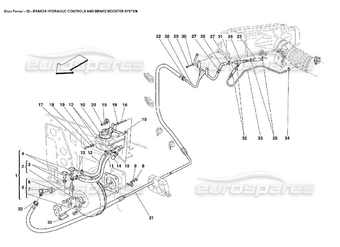 FERRARI ENZO BREMSEN, HYDRAULISCHE STEUERUNG UND BREMSKRAFTVERSTÄRKERSYSTEM TEILEDIAGRAMM ferrari enzo bremsen, hydraulische steuerung und bremskraftverstärkersystem teilediagramm