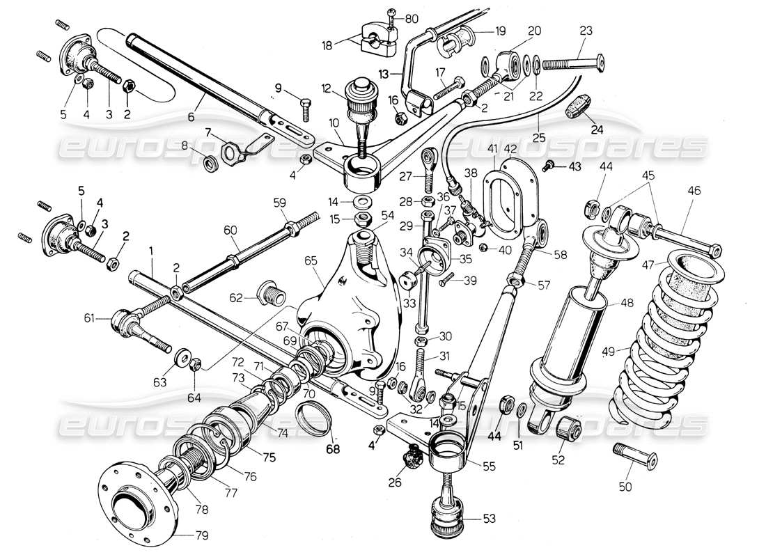 lamborghini countach lp400 vorderradaufhängung teilediagramm