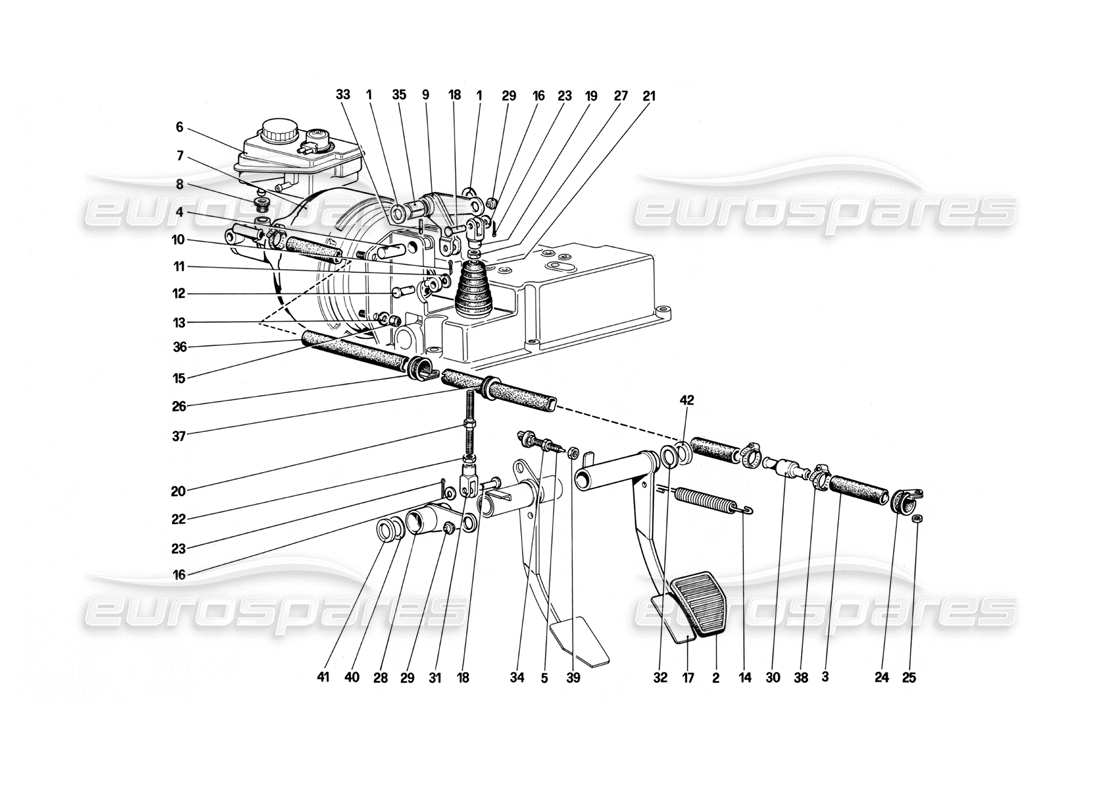 ferrari mondial 3.0 qv (1984) teilediagramm des hydraulischen bremssystems