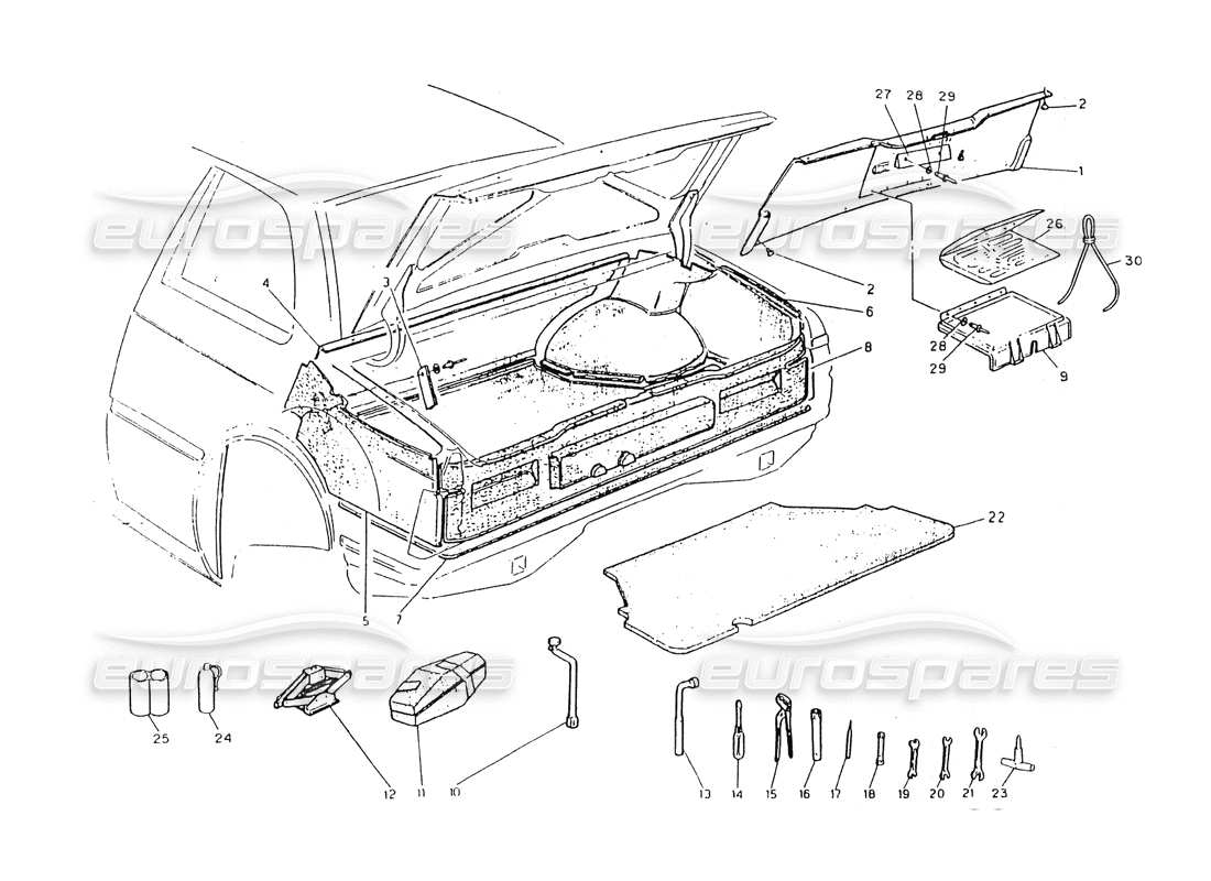 maserati 418 / 4.24v / 430 teilediagramm für stammbesätze und werkzeuge