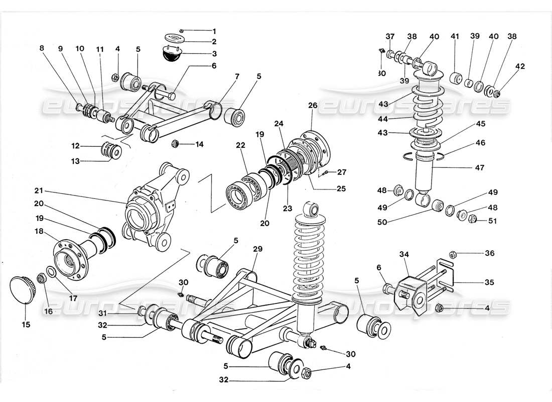 lamborghini lm002 (1988) hinterradaufhängung teilediagramm
