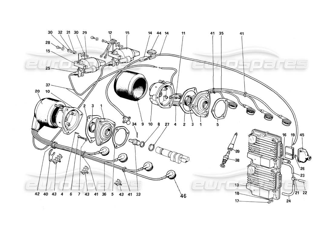 ferrari mondial 3.0 qv (1984) motorzündung - (quattrovalvole) teilediagramm