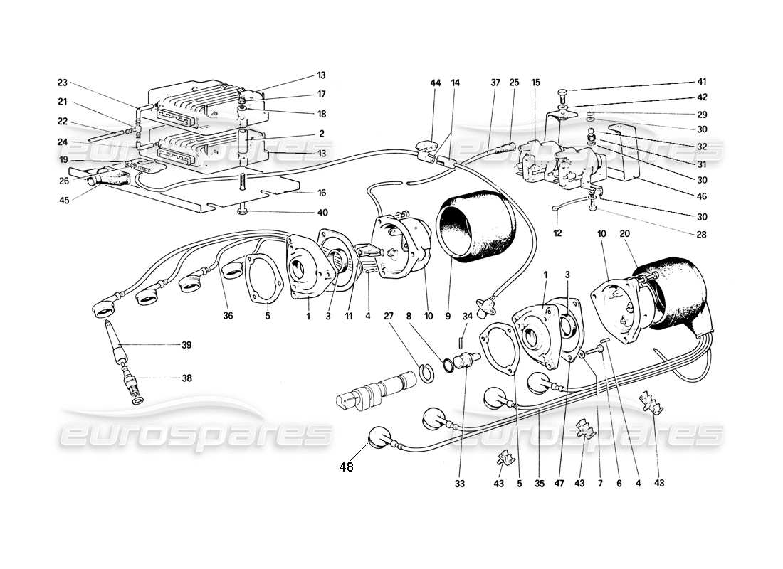 ferrari 308 quattrovalvole (1985) teilediagramm der motorzündung