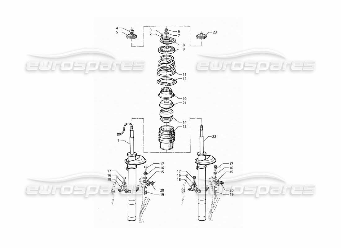 maserati qtp v6 (1996) teilediagramm für vorderen stoßdämpfer