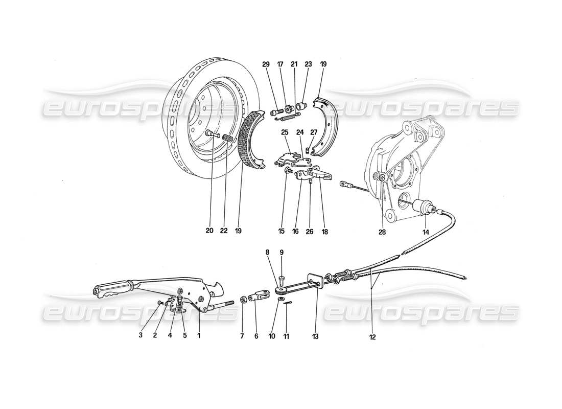 ferrari 288 gto teilediagramm der handbremssteuerung