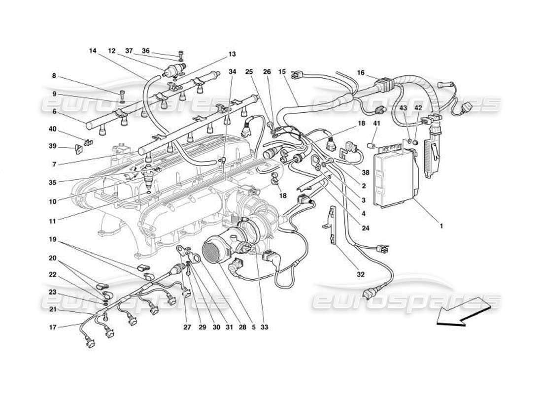 ferrari 550 barchetta teilediagramm des injektionsgeräts
