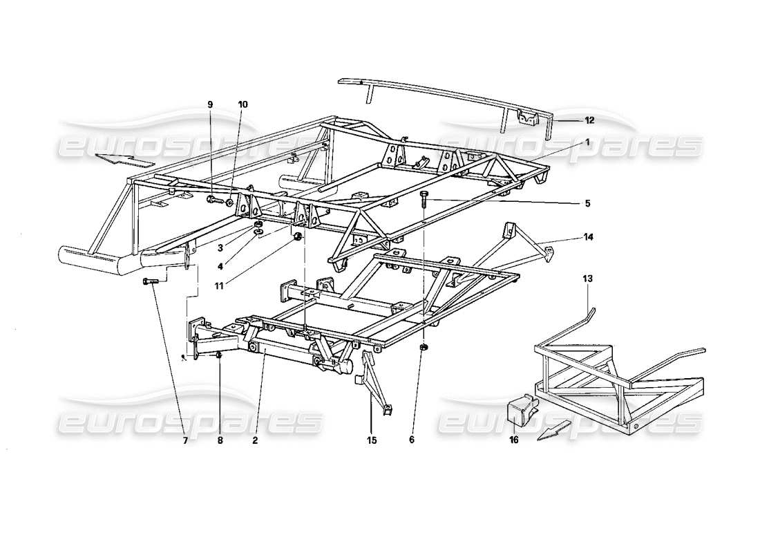 ferrari testarossa (1987) hinterer rahmen teilediagramm